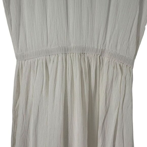 220 Hickory Maxi Dress White Off The Shoulder Turquoise Bead Size S Ruffle Crepe - Picture 6 of 12